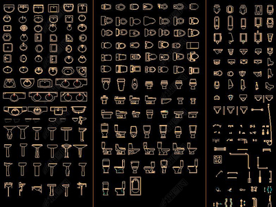 CAD衛(wèi)生間潔具用品大全 平面圖與立面圖圖庫詳解